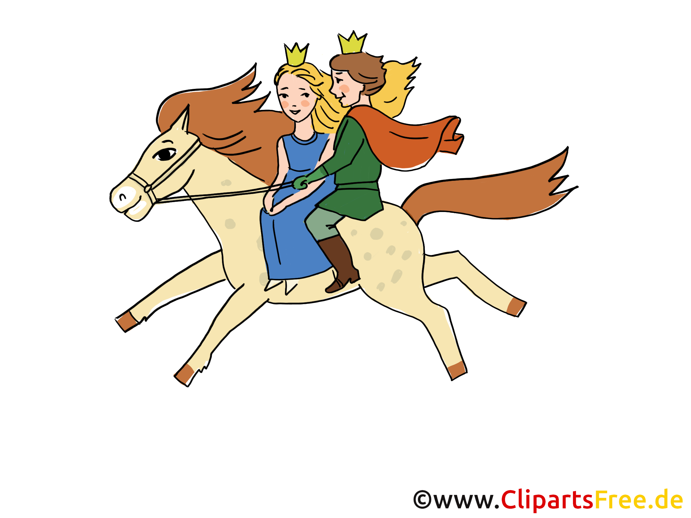 märchenillustrationen mit märchenfiguren  pferd