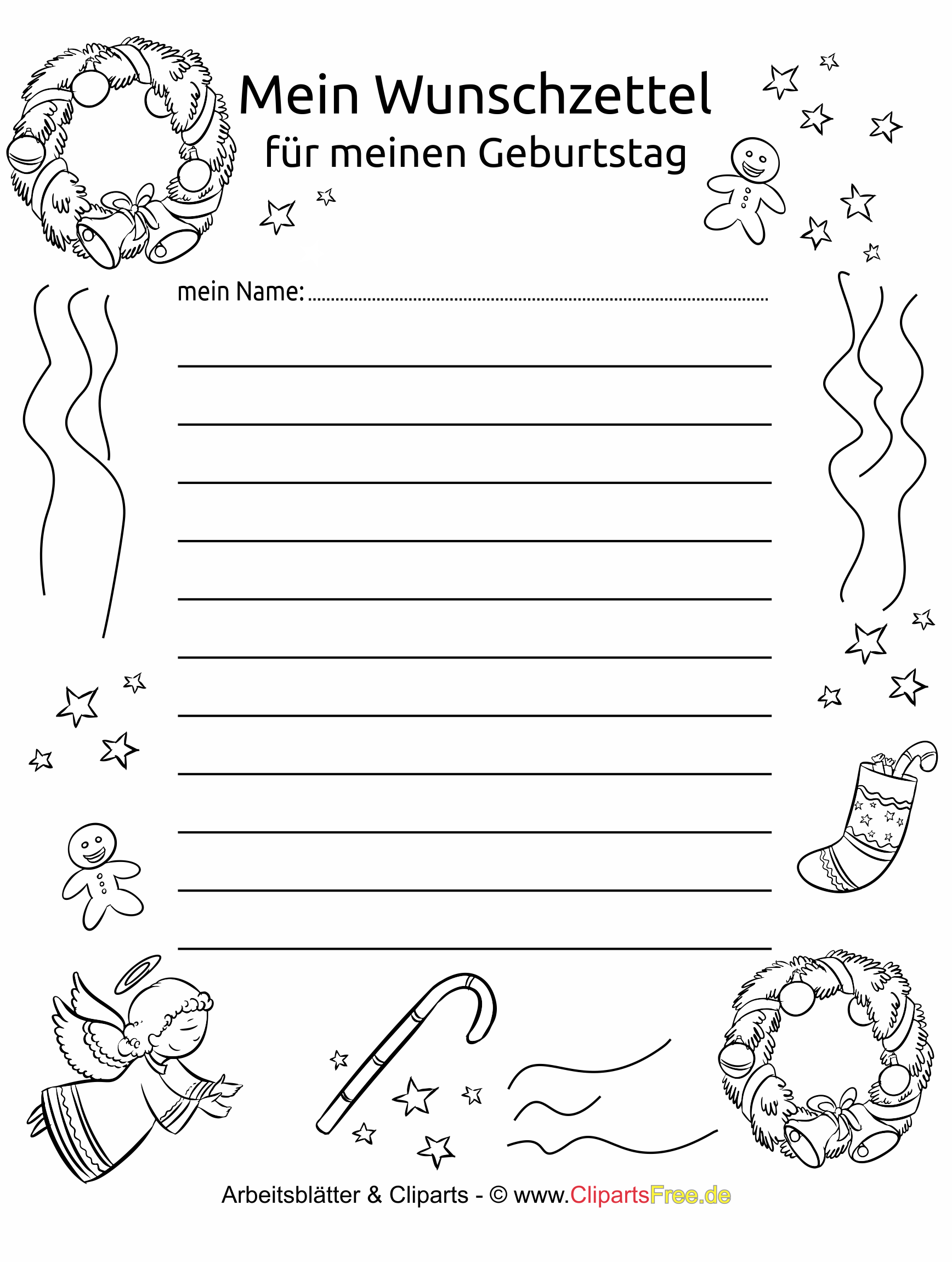 WunschzettelVorlage zu Weihnachten kostenlos