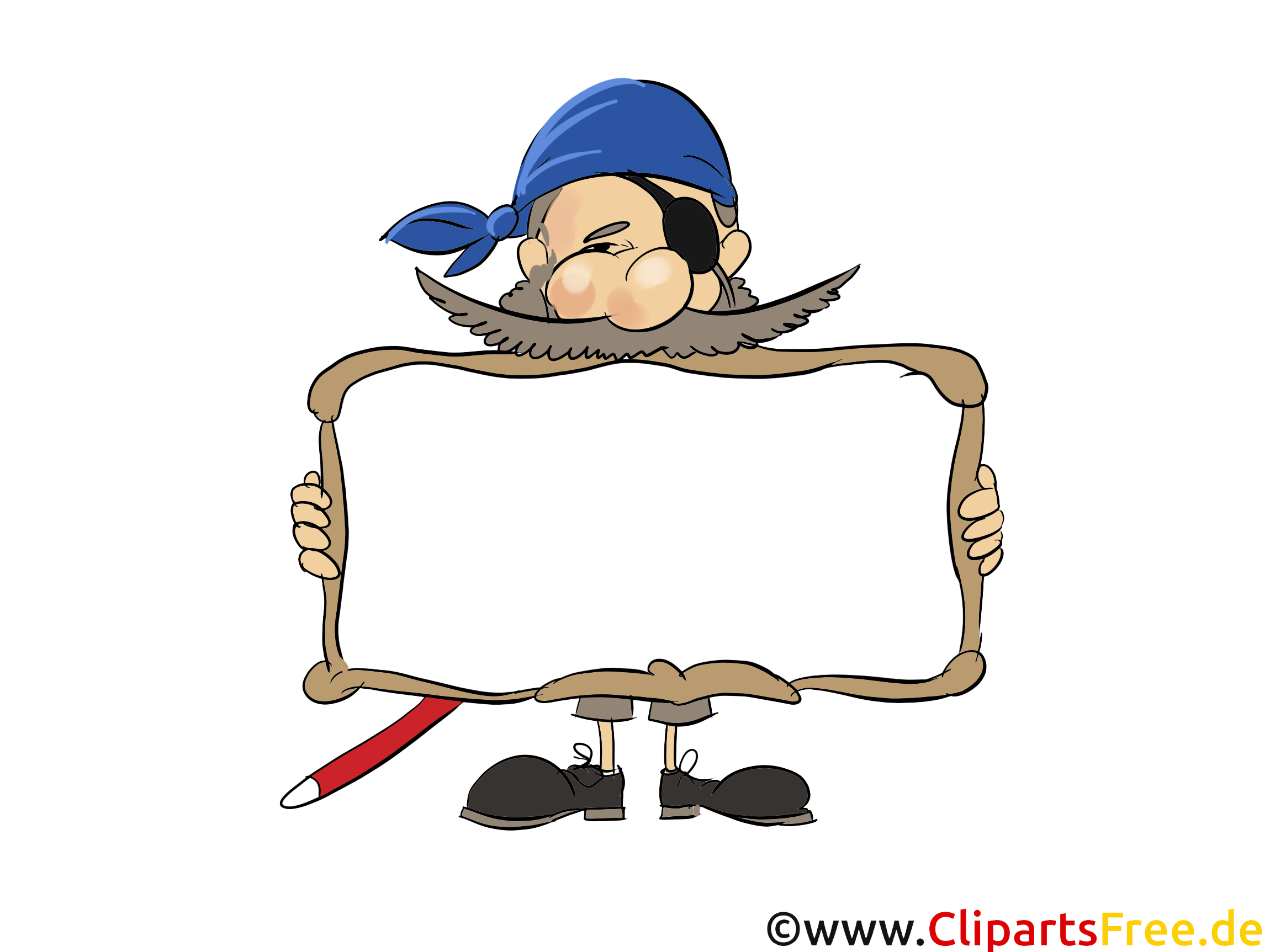 Pirat mit Rahmen zum Beschriften Bild, Clipart, Grafik