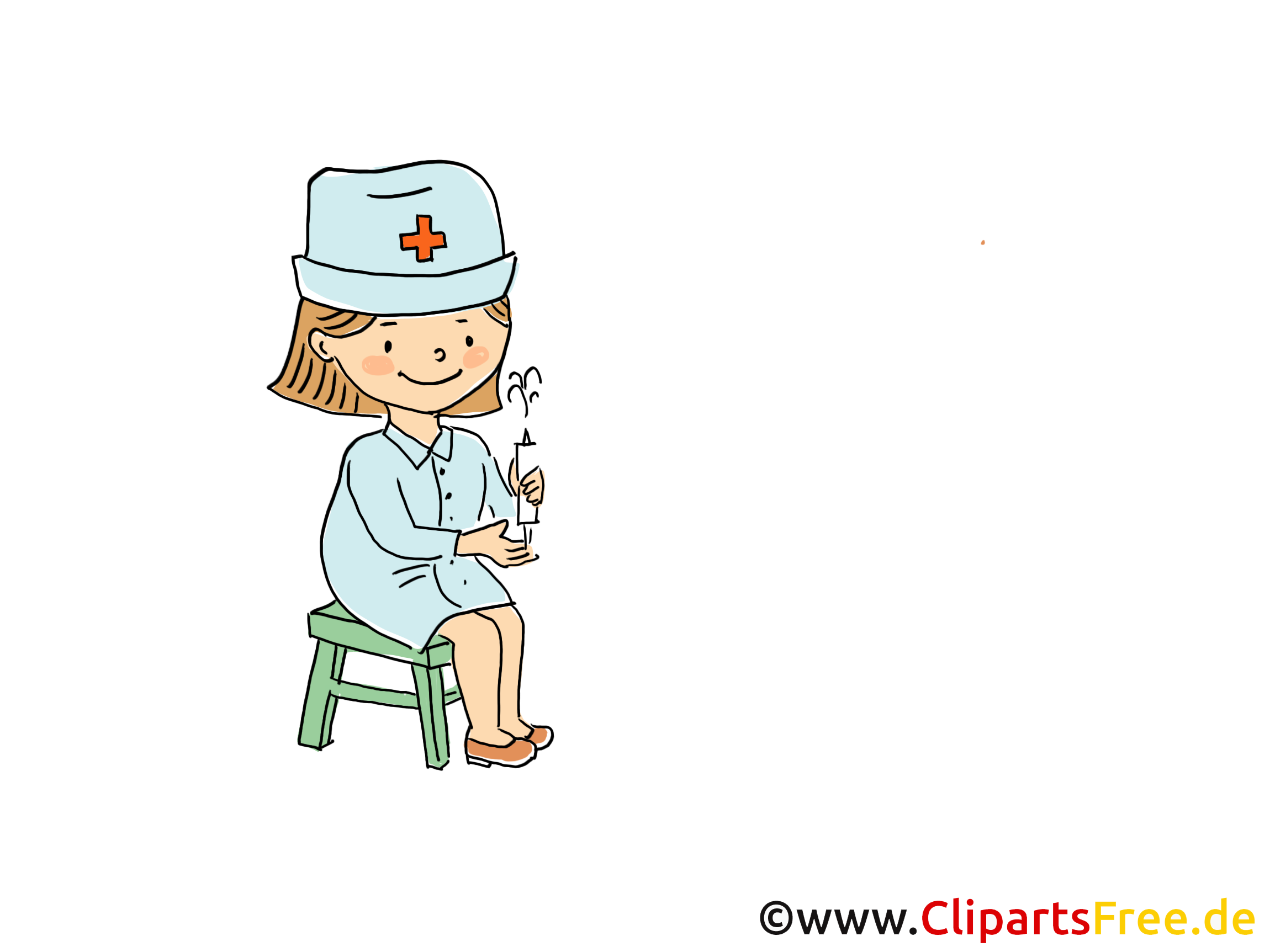 Krankenschwester im Kindergarten Bild, Clipart, Cartoon, Grafik, Comic gratis