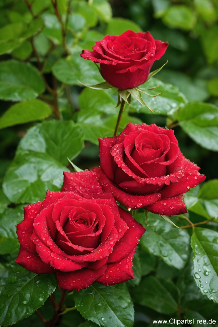 Beautiful red garden roses photo free