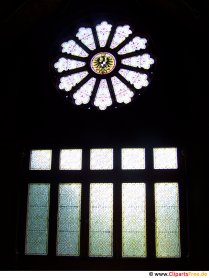 Rose window in church free photo