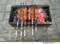 Mangal mit Schaschlyk Foto