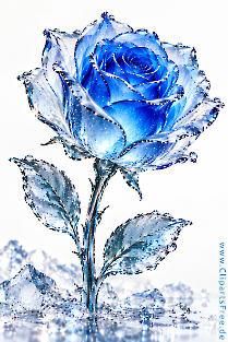 Blue rose made of glass, beautiful picture from the series of flower pictures