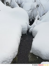 Водный поток под снегом Картина, фото, графика бесплатно