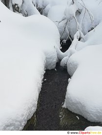 Воден поток под снега Картина, снимка, графика безплатно