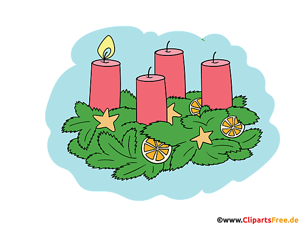 1. Advent Wehnachtskarz mit Kerzen PNG Clip Art transparent