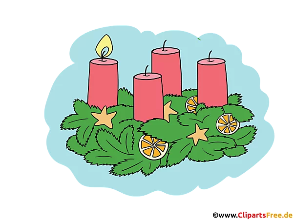 1. Advent Wehnachtskarz mit Kerzen PNG Clip Art transparent