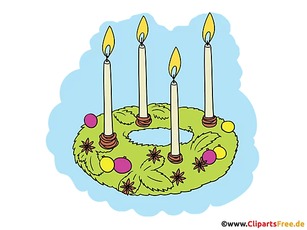 4. Advent Deko mit Adventskranz mit vier Kerzen Grafik, Bild, Clipart