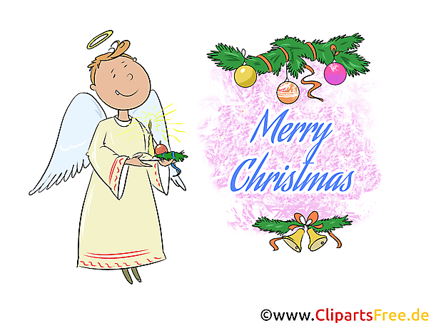 Adventskarte selbst gestalten mit Clipart-Illustration mit Engel und Tannenzapfen