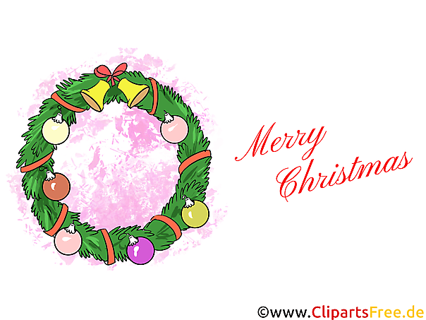 Adventskranz mit Überschrift Merry Christmas eCard, Clipart, Grafik