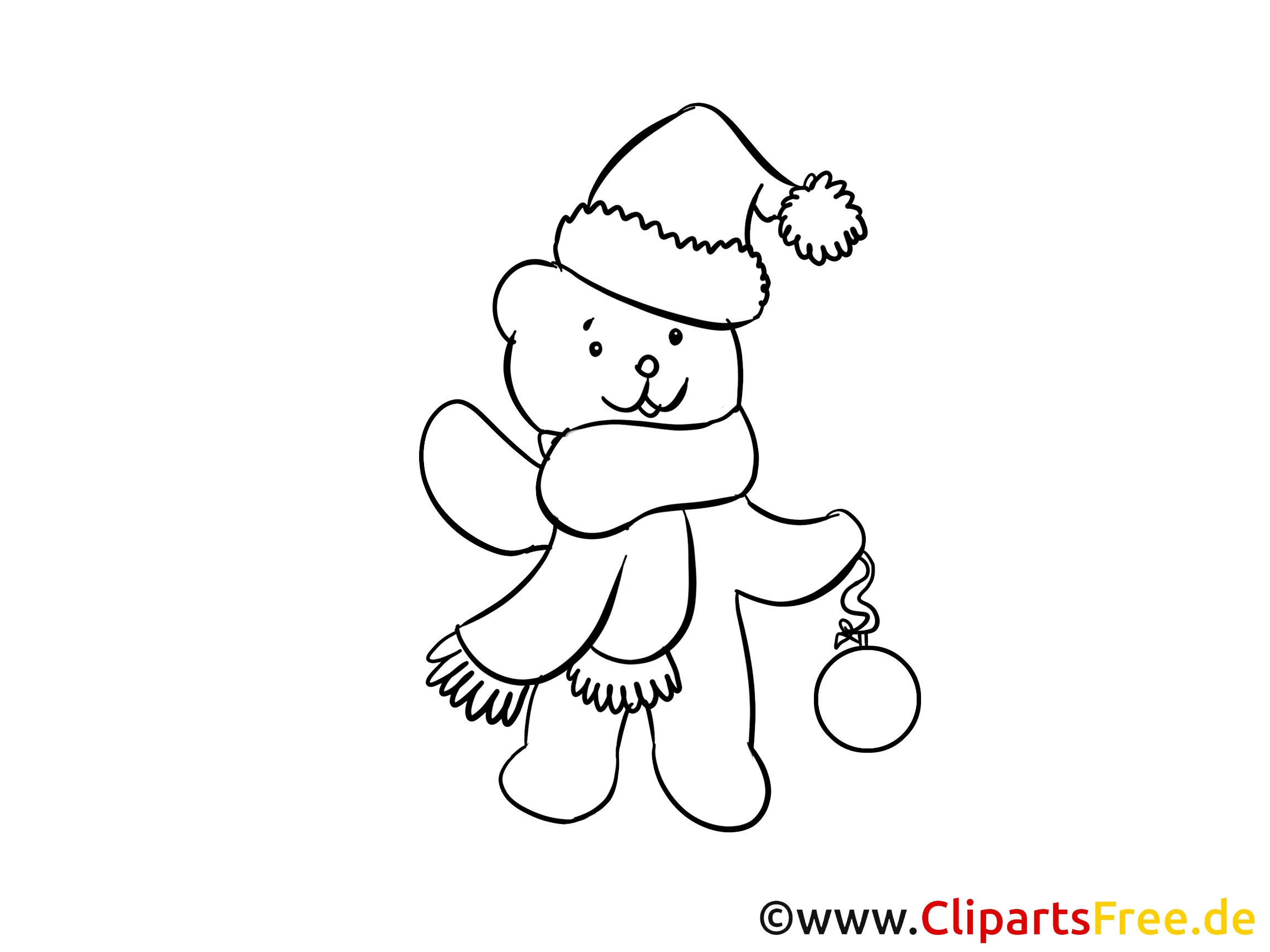Coloring Sheet Christmas Teddy for free