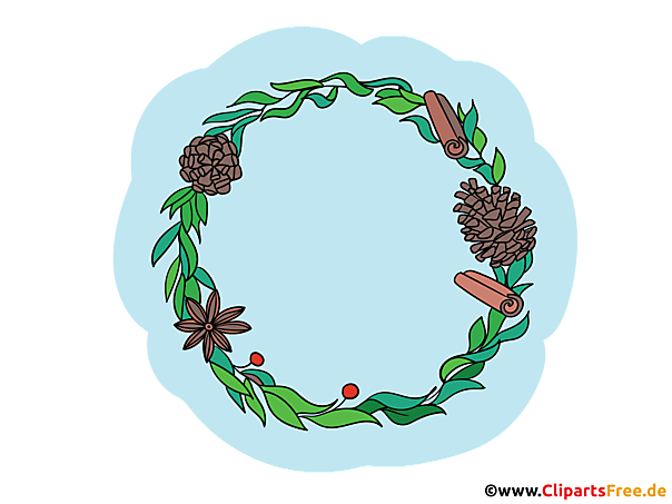 Kranz aus Pflanzen und Zapfen Illustration, Bild, PNG Clipart