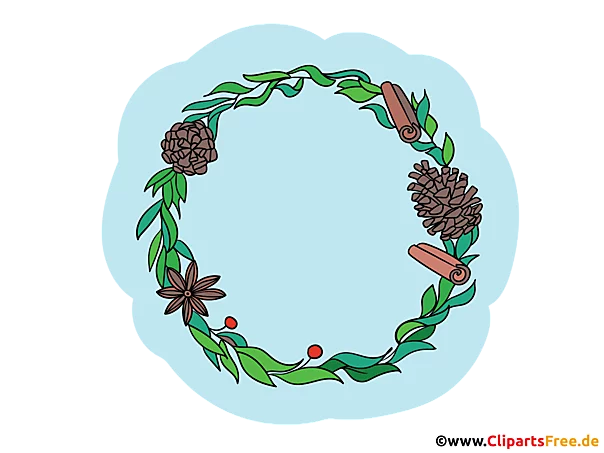 Kranz aus Pflanzen und Zapfen Illustration, Bild, PNG Clipart