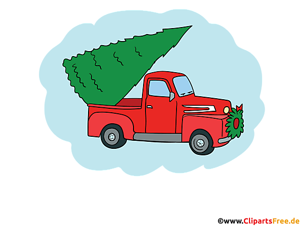 Pickup transportiert ein Weihnachtsbaum Illustration, Bild, PNG Clipart