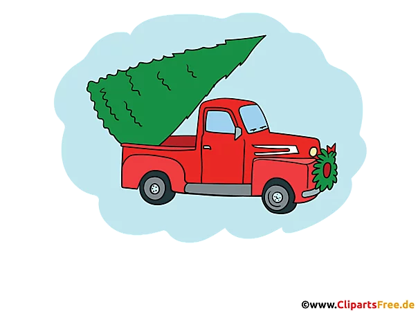 Pickup transportiert ein Weihnachtsbaum Illustration, Bild, PNG Clipart