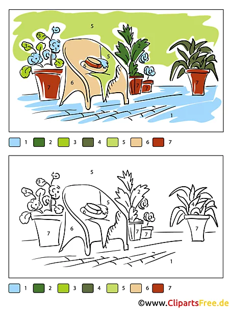 Malbuch Ausmalen nach Zahlen Bild-Vorlage