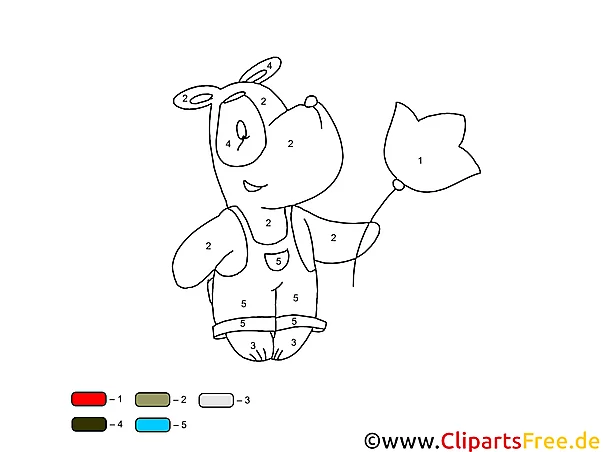 Malen nach Zahlen online Cartoon Hund