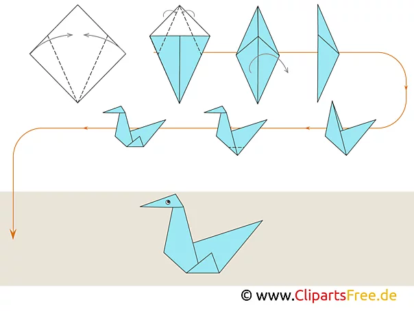 Origami Anleitungen zum Falten Vogel