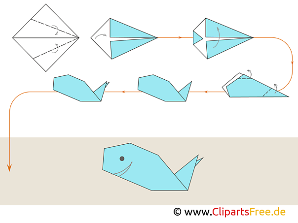 Origami Wal falten mit Papier Origami Wal falten mit Papier