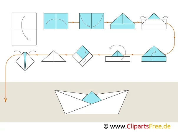Schiff aus Papier - Origami Anleitungen zum Falten