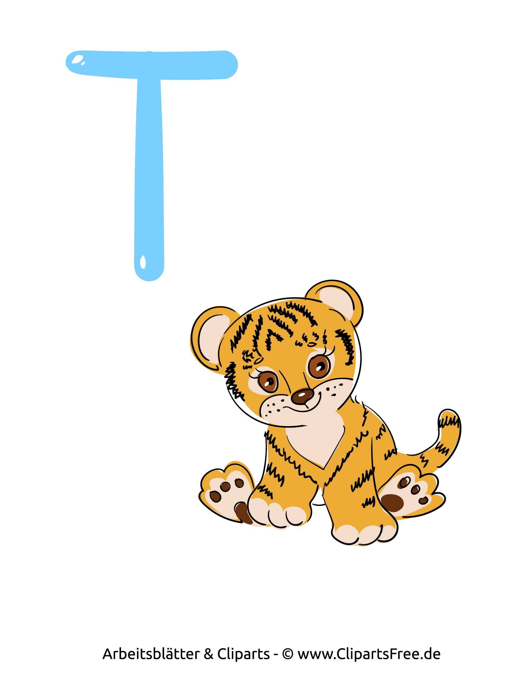 T - ABC Lernübungen für Kinder zu Drucken