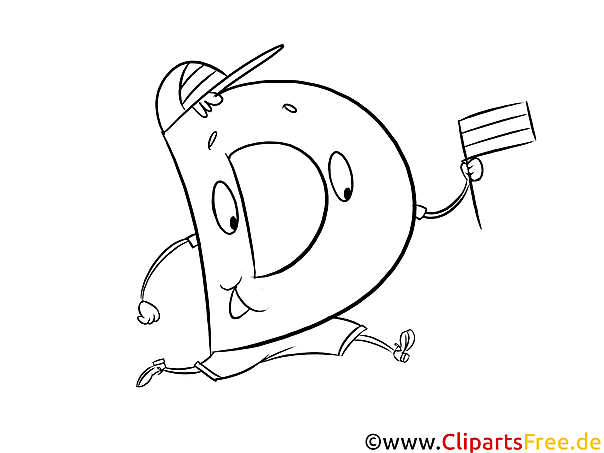 D Buchstaben lernen beim Ausmalen