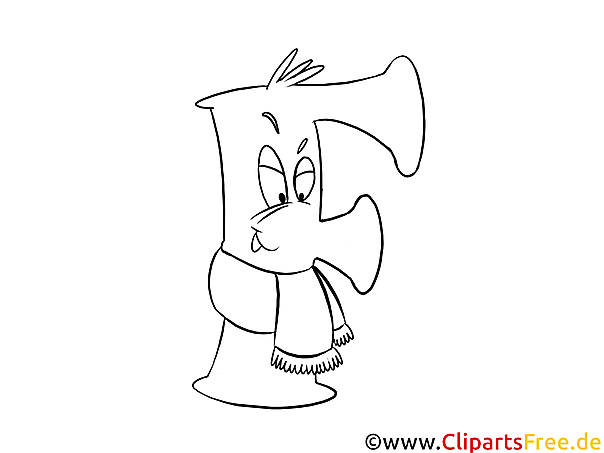 F Buchstaben zum  Ausmalen A4