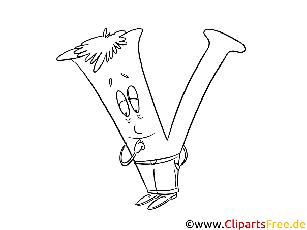 V kostenlose Malvorlage zum Thema Buchstaben