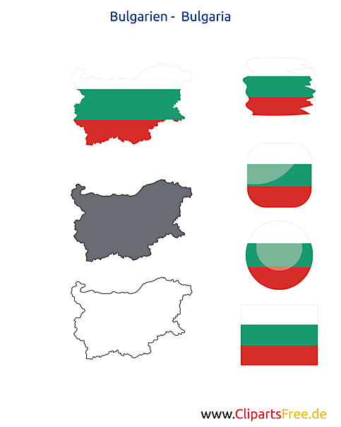Bulgarien-Karte mit Flagge, Bulgary Kontur mit Fahne, Icon, Button