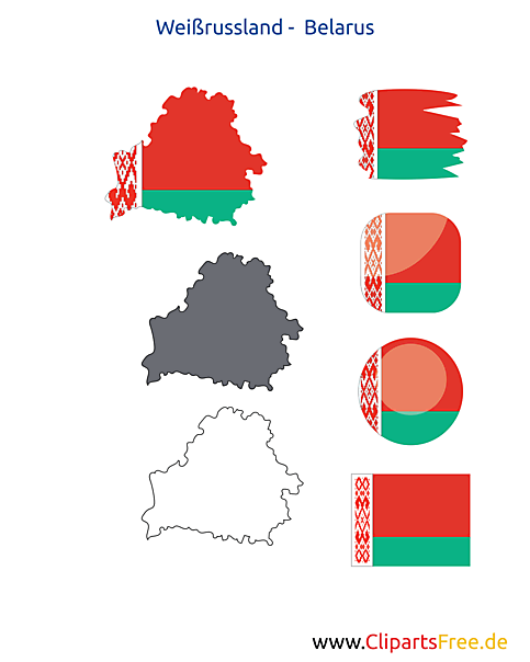 Weissrussland-Karte mit Flagge, Belarus Kontur mit Fahne, Icon, Button