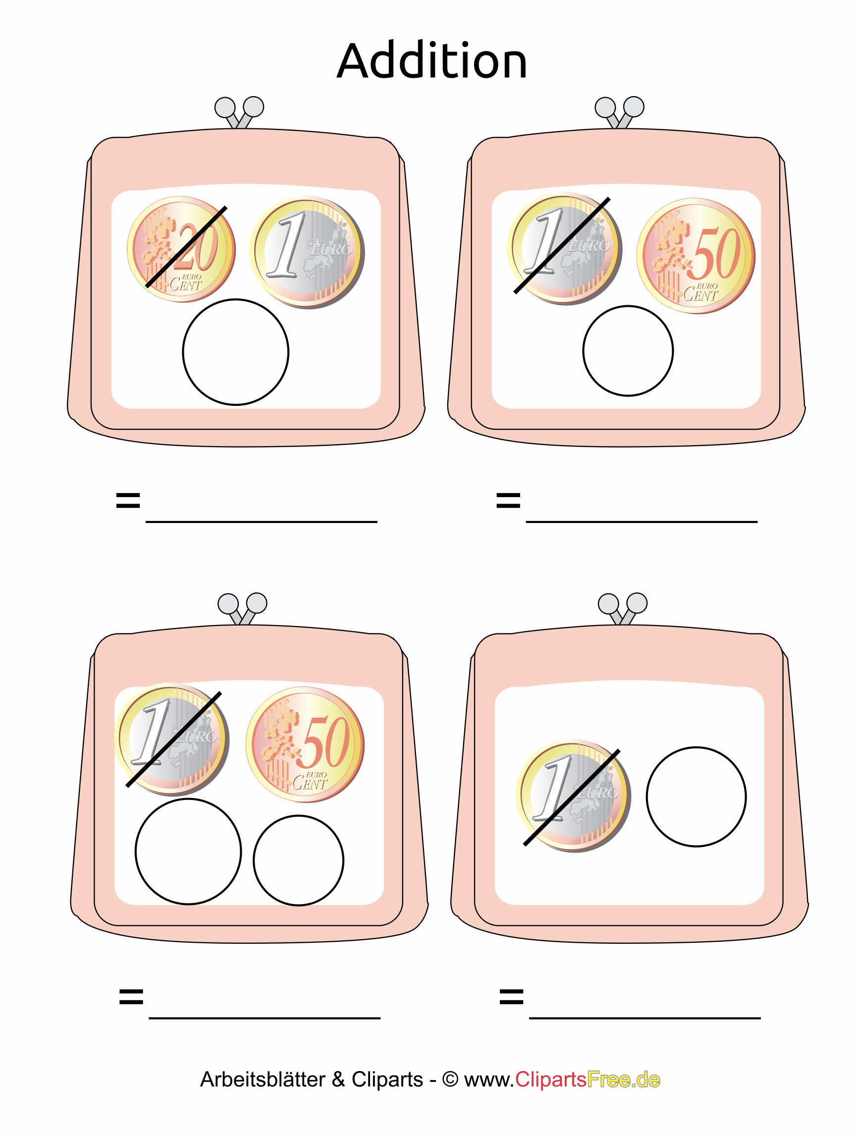 Geld in der Grundschule - schriftliche Addition Arbeitsblatt Geld in der Grundschule - schriftliche Addition Arbeitsblatt