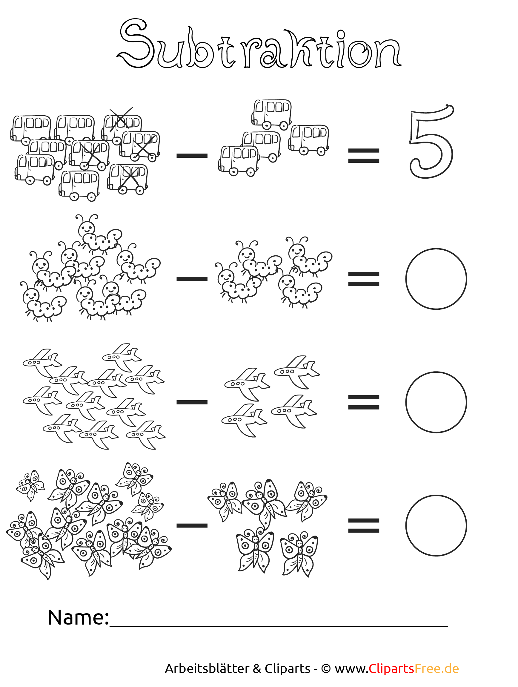 Mathe Klasse 1 Minusaufgaben zum Drucken