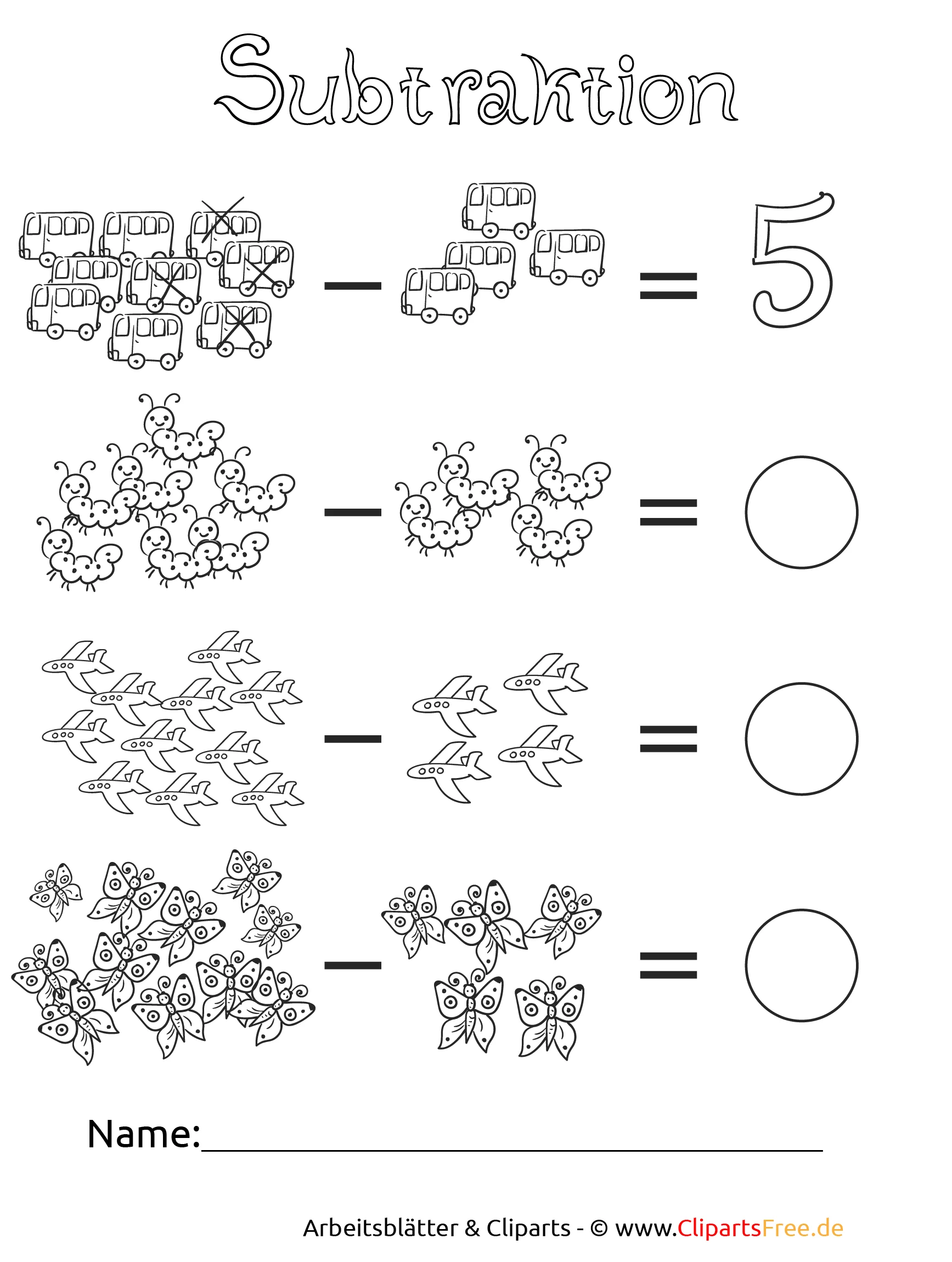 Mathe Klasse 1 Minusaufgaben zum Drucken