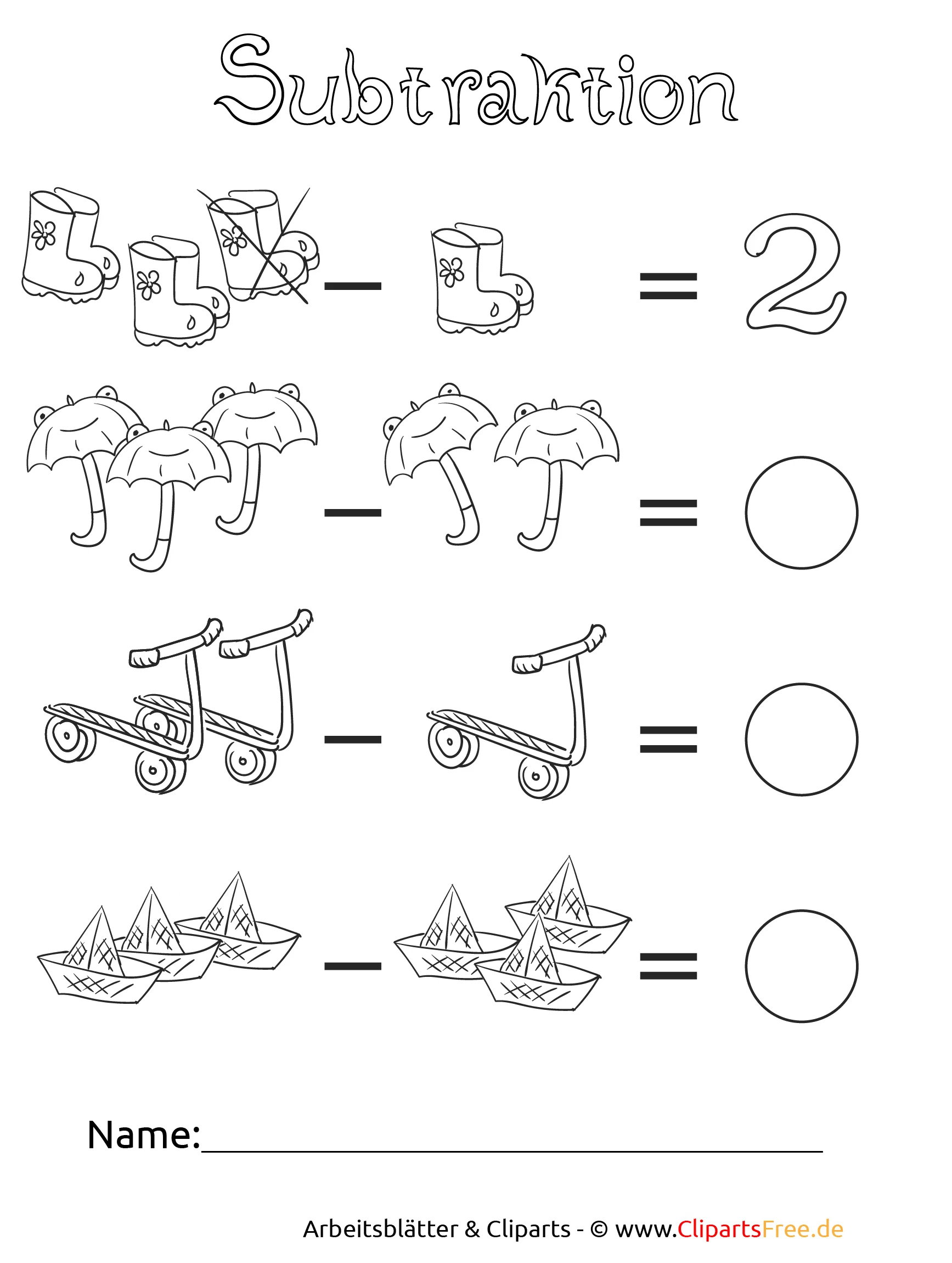 Subtraktion Matheaufgaben 1 Klasse Grundschule