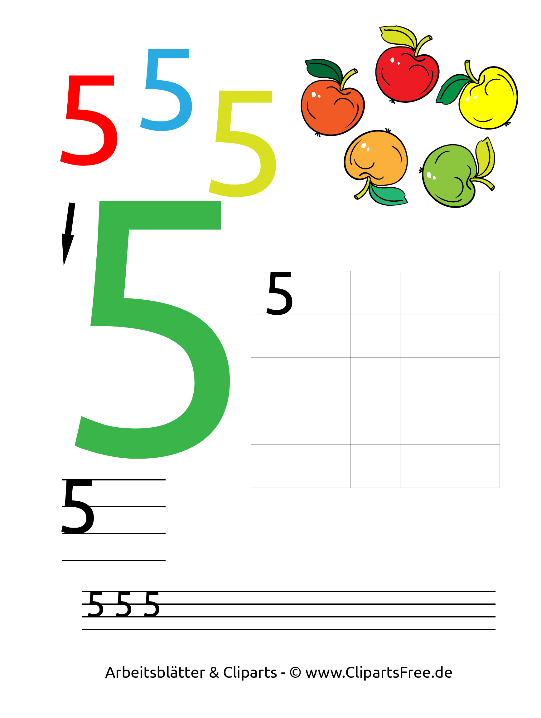 5 数字を書く練習用印刷テンプレート 5 数字を書く練習用印刷テンプレート