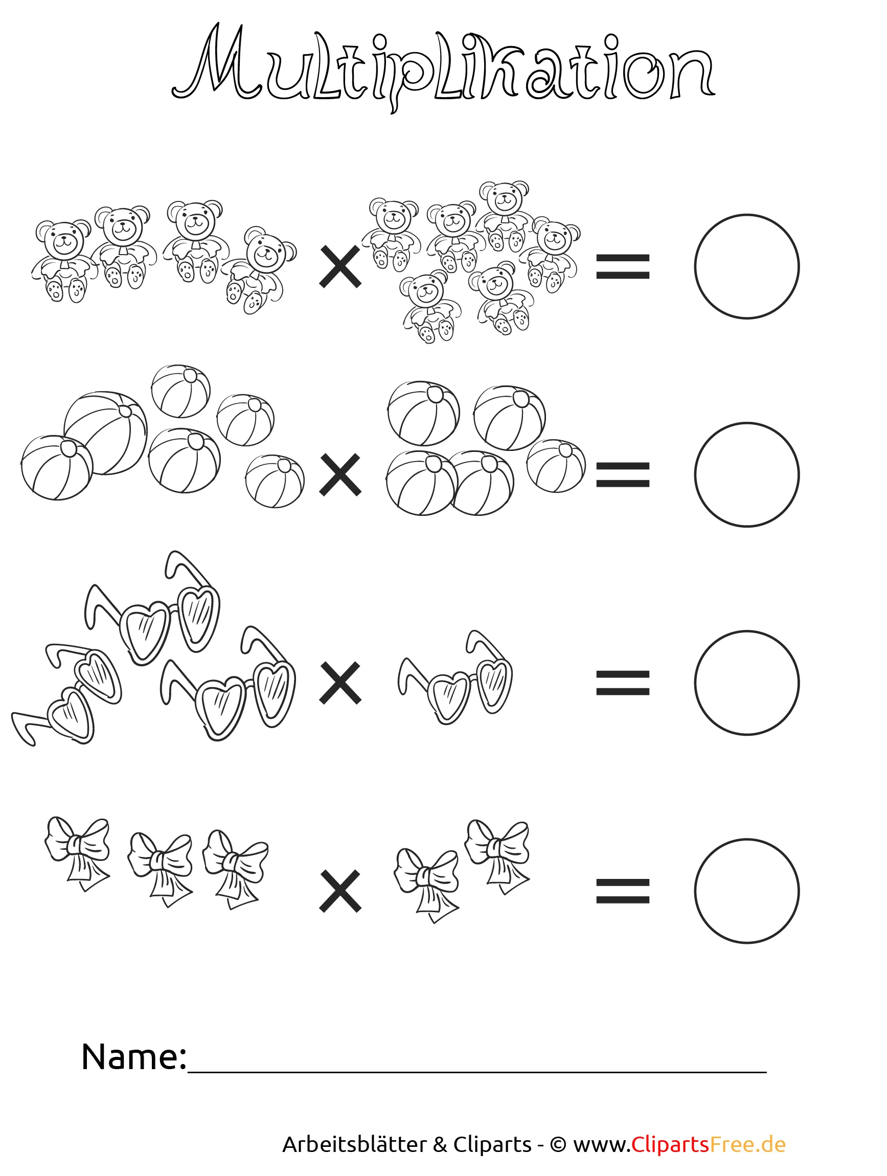 Matheaufgaben für Multiplikation Druckvorlagen