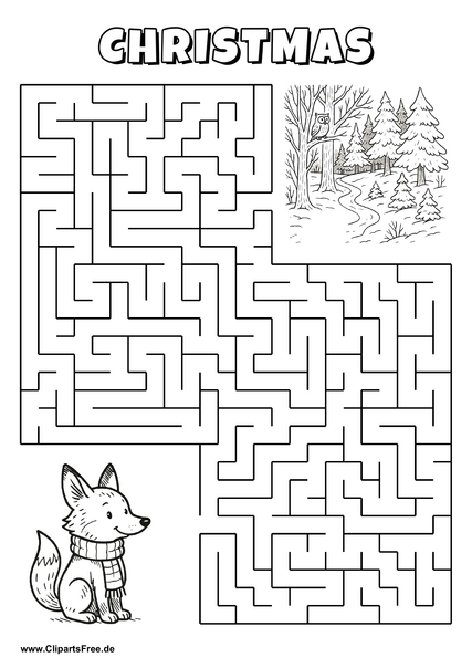 Hilf dem Fuchs, den Weg zum Wald zu finden - Irrgarten, Rätsel zum Drucken