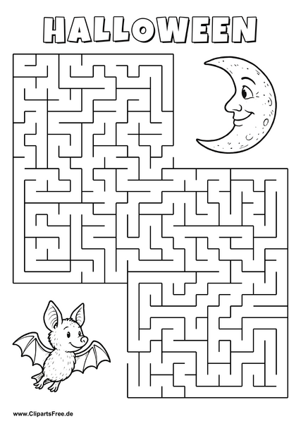 Fledermaus sucht Mond Labyrinth zum Drucken