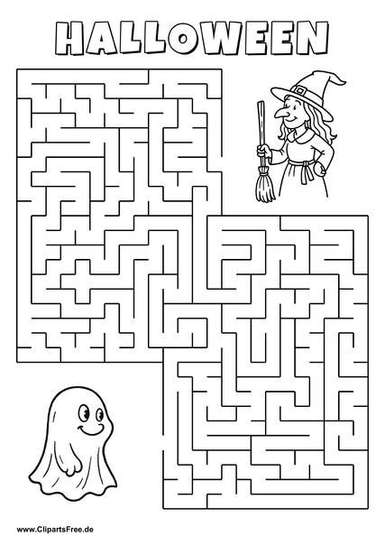 Gespenst sucht Hexe Labyrinth zum Drucken