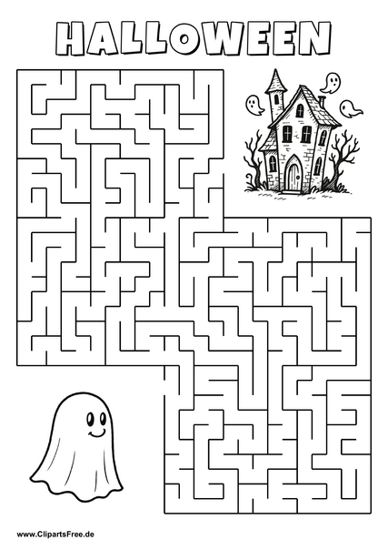 Gespenst sucht Spukhaus Labyrinth zum Drucken