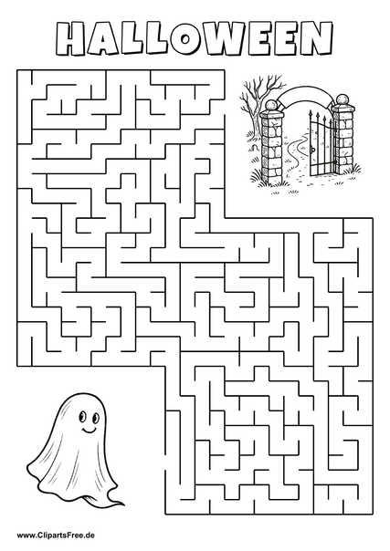Gespenst sucht Tor Labyrinth zum Drucken