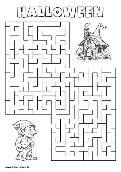 Kobold sucht Hexenhaus Labyrinth zum Drucken