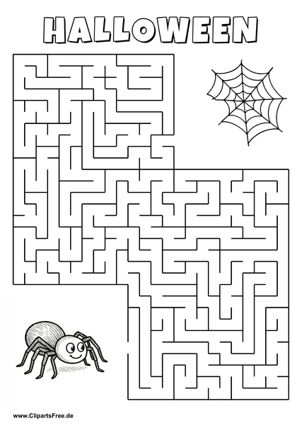 Spinne sucht Spinnennetz Labyrinth zum Drucken