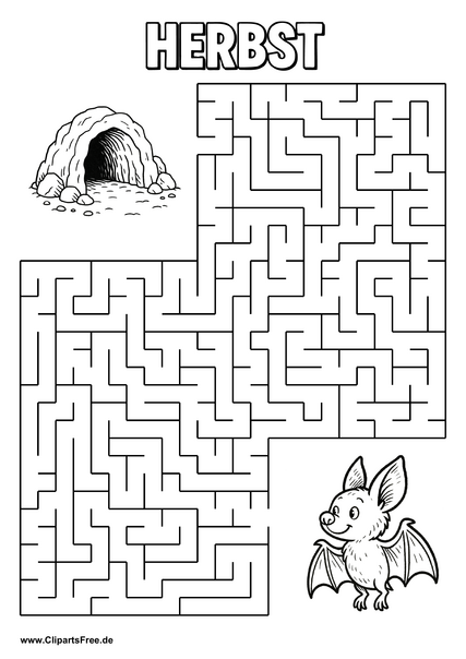 Fledermaus sucht Höhle Labyrinth zum Drucken