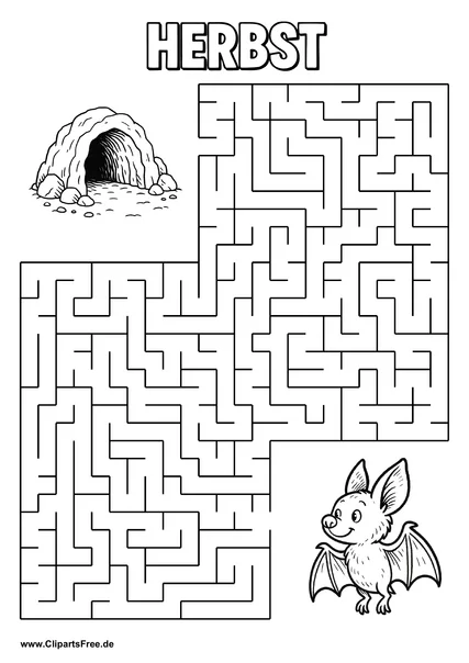 Fledermaus sucht Höhle Labyrinth zum Drucken