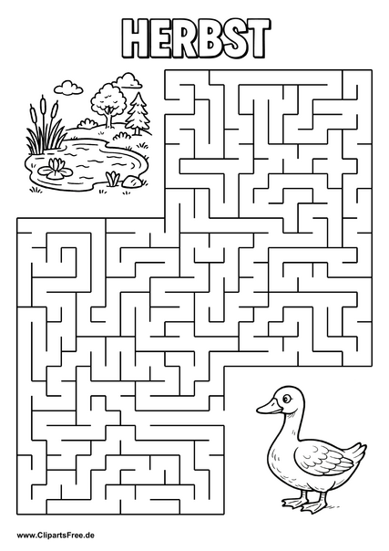 Gans sucht Teich Labyrinth-Irrgarten zum Drucken