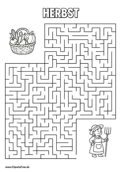 Labyrinth, Irrgarten 'Bauerin sucht Korb mit Obst und Gemüse' drucken als PDF