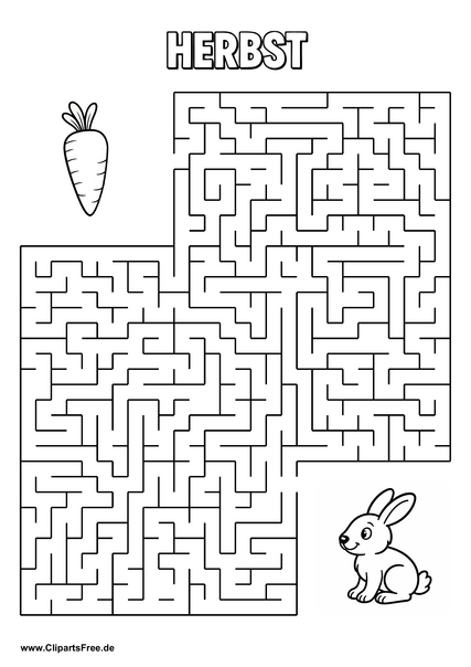 Labyrinth, Irrgarten 'Kaninchen sucht Möhre' drucken als PDF