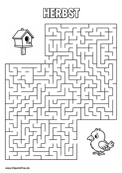 Labyrinth, Irrgarten 'Vogel und Vogelhaus' drucken als PDF